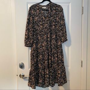 Entro Black Floral Midi Dress
